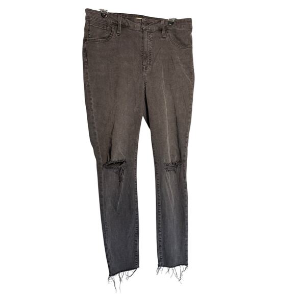 Madewell Curvy High-Rise Ripped Distressed Skinny Size 32 Washed Black - Picture 2 of 6